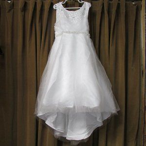 Castle Fairy Girls' First Communion Organza Sequin Pearls Flower Girl Dress